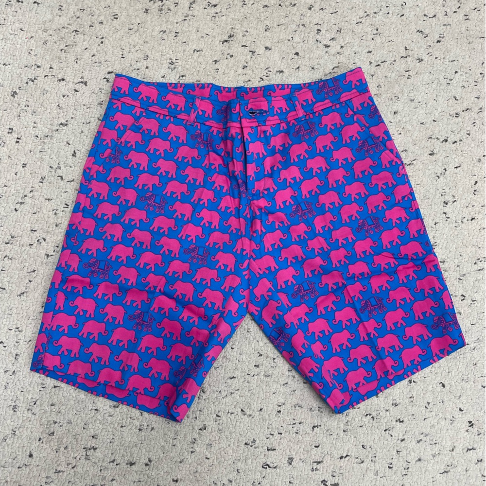 Tracy Negoshian Blue and Pink Elephant Print Women’s Shorts